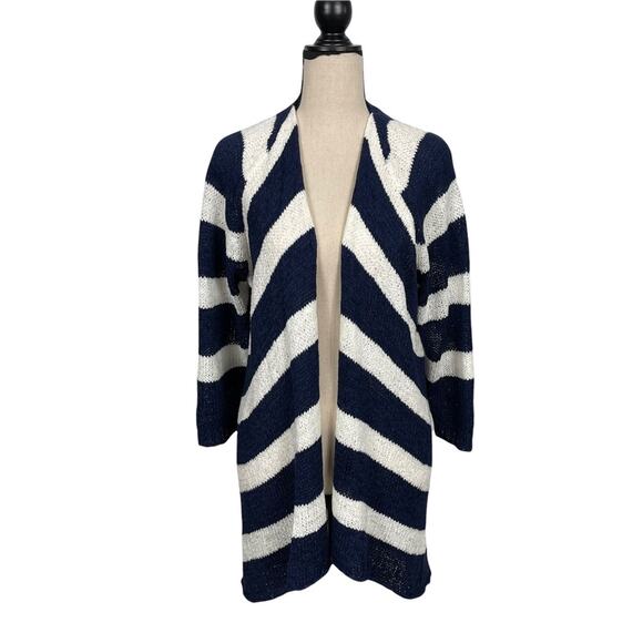 Lane Bryant Striped 3/4 Sleeve Open Knit Cardigan Size 14/16 - Picture 8 of 8